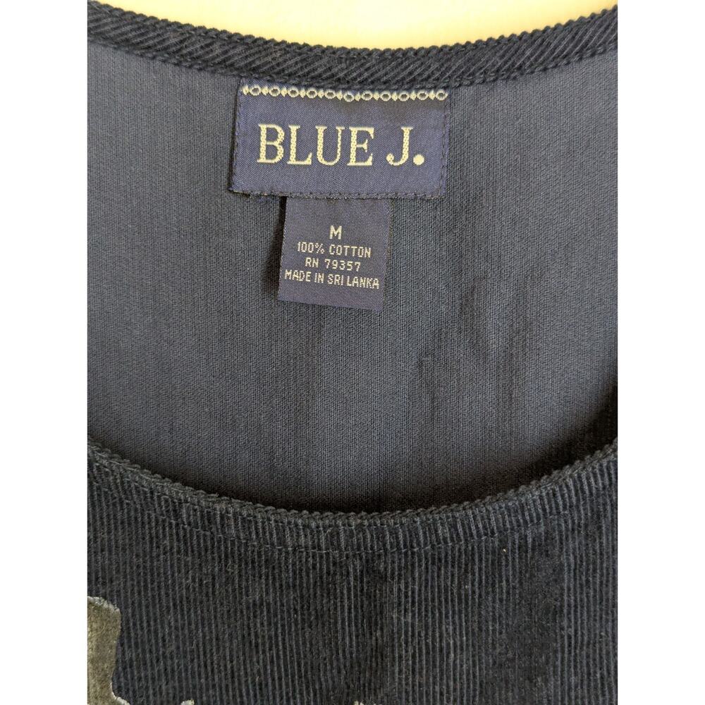 Vintage Navy Blue Corduroy Jumper Size Medium Painted Snowmen Snowflakes Blue J - Picture 3 of 10